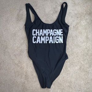 Black Champagne Campaign One Piece Swimsuit
